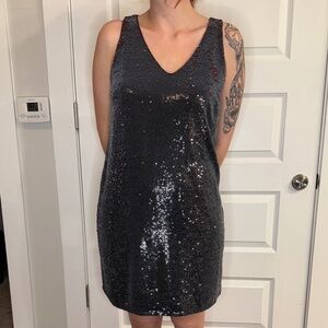 Michael Stars V Neck Sequin Mini Dress